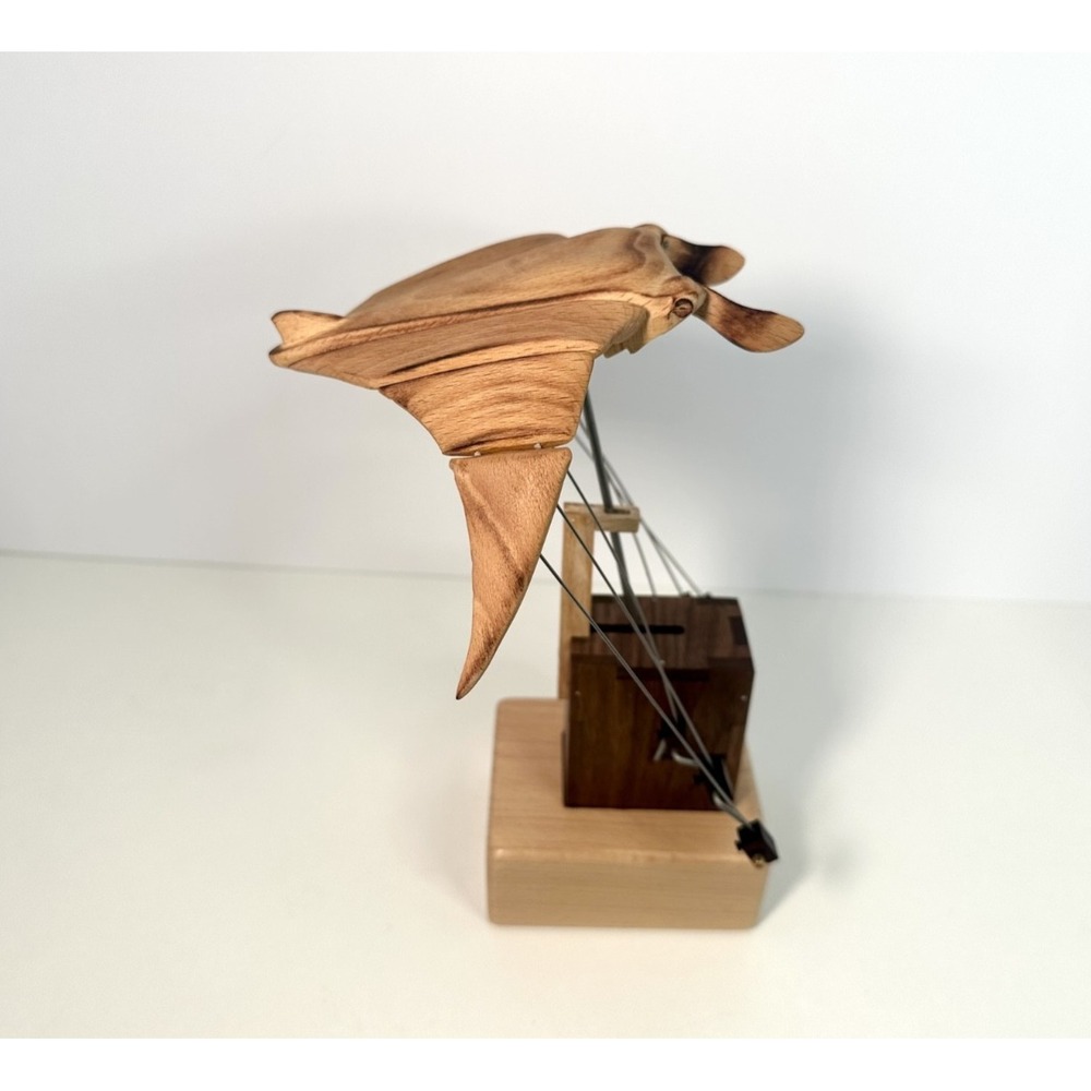 Wooden Manta Ray Automaton Mechanical Moving Devil Fish Kinetic Art Desk Toy